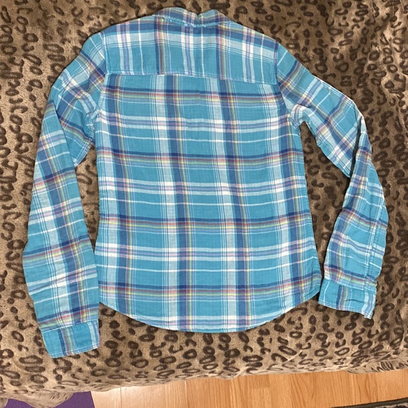 Hollister, Xsmall, mostly blue multicoloured pattern button up cotton shirt! - Picture 6 of 7